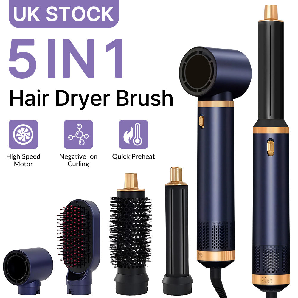 5-in-1 Hair Dryer Brush & Hot Air Styler | Ionic Ceramic Volumizer for Fine Hair