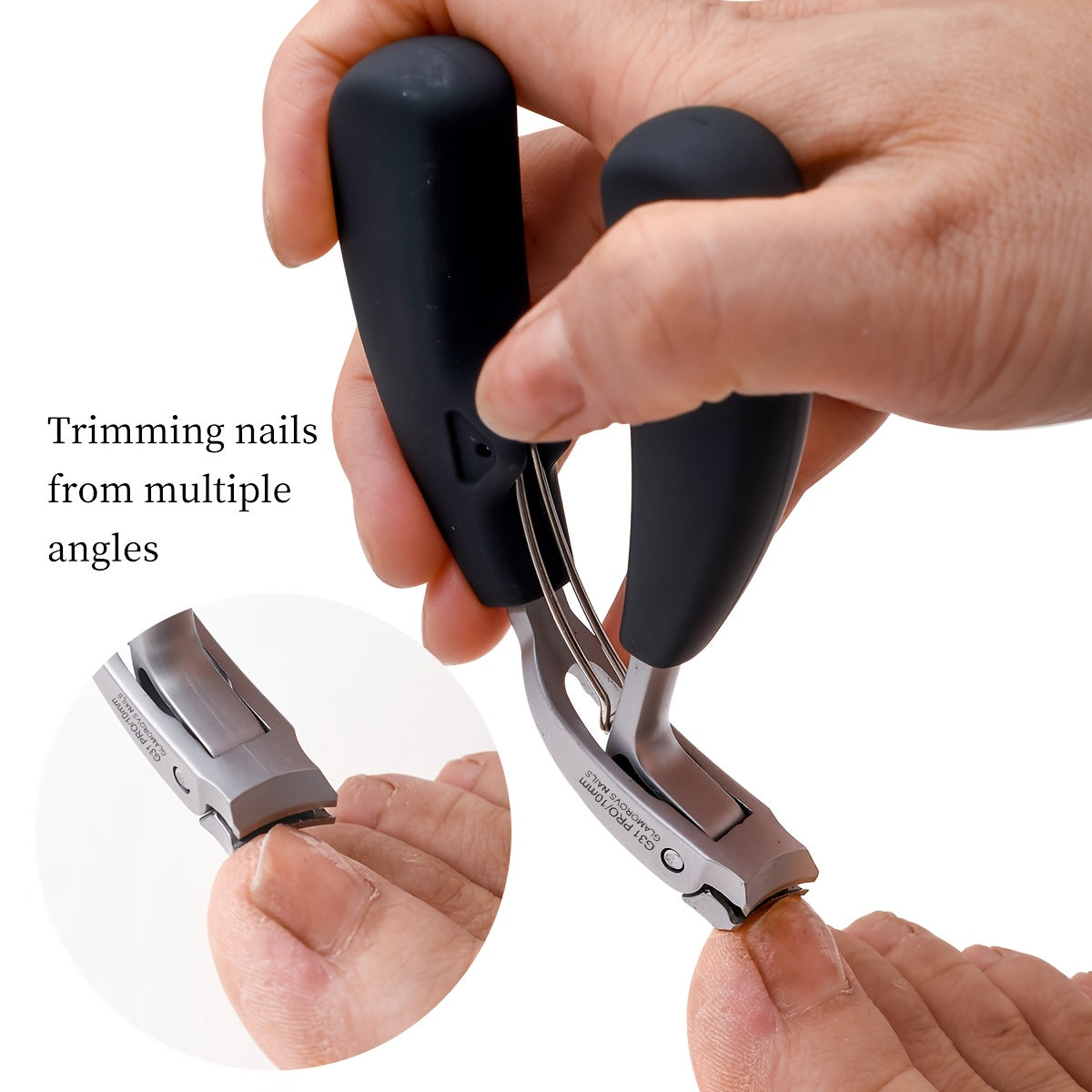 G31 Premium Nail Clippers – Stainless Steel Precision Blade, Wide Jaw for Thick Nails, Anti-Splash Design, Long Handle Cuticle Trimmer