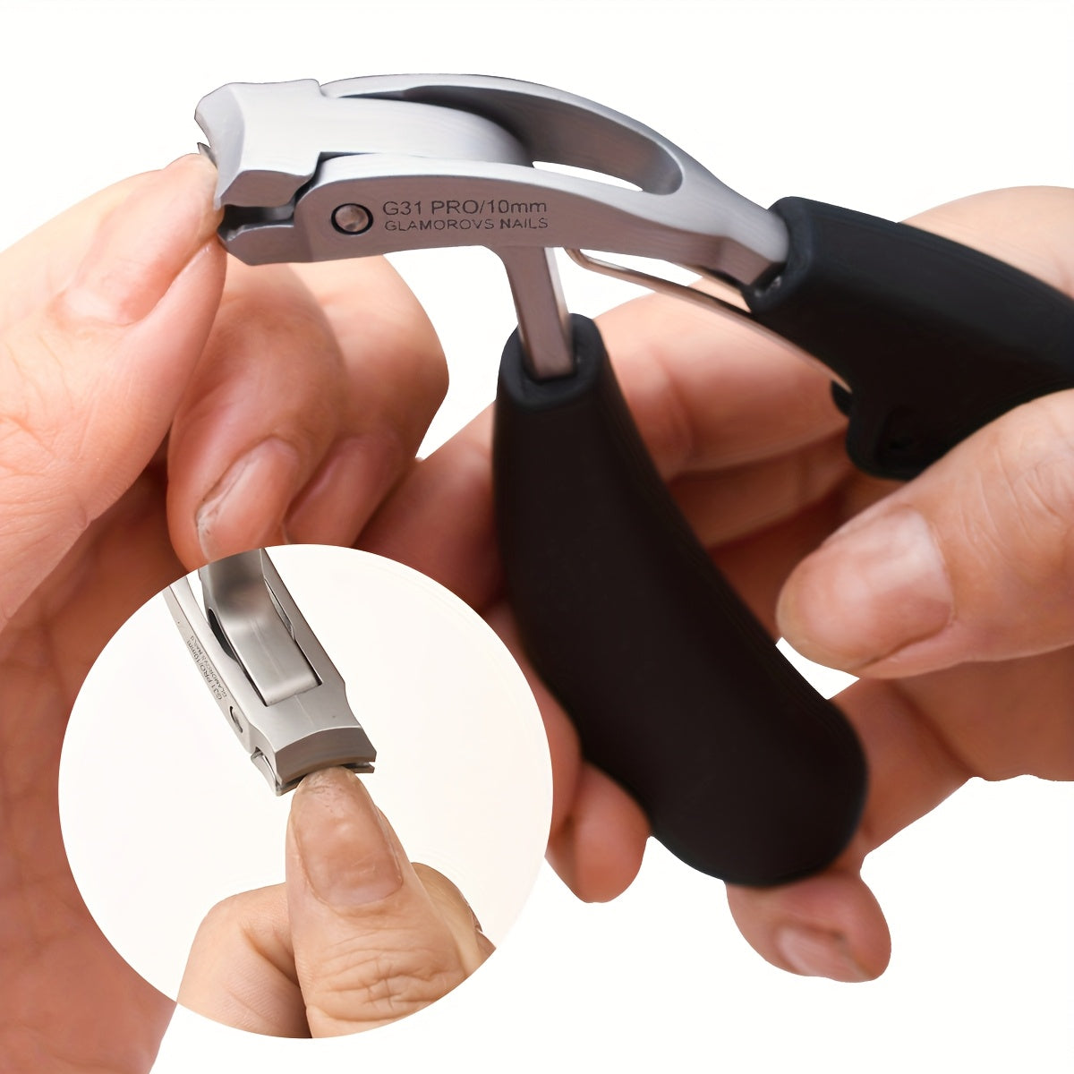 G31 Premium Nail Clippers – Stainless Steel Precision Blade, Wide Jaw for Thick Nails, Anti-Splash Design, Long Handle Cuticle Trimmer