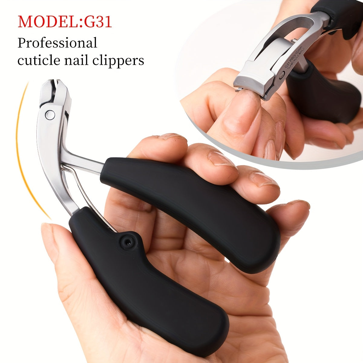 G31 Premium Nail Clippers – Stainless Steel Precision Blade, Wide Jaw for Thick Nails, Anti-Splash Design, Long Handle Cuticle Trimmer