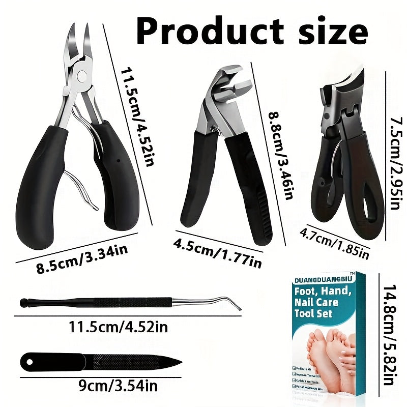 5-Piece Heavy Duty Toenail Clippers Set for Thick & Ingrown Nails | Stainless Steel